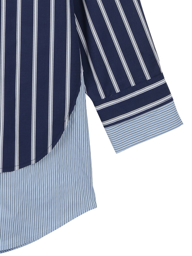 Matin Kim마뗑킴]DOUBLE LAYERS STRIPE SHIRT IN NAVY