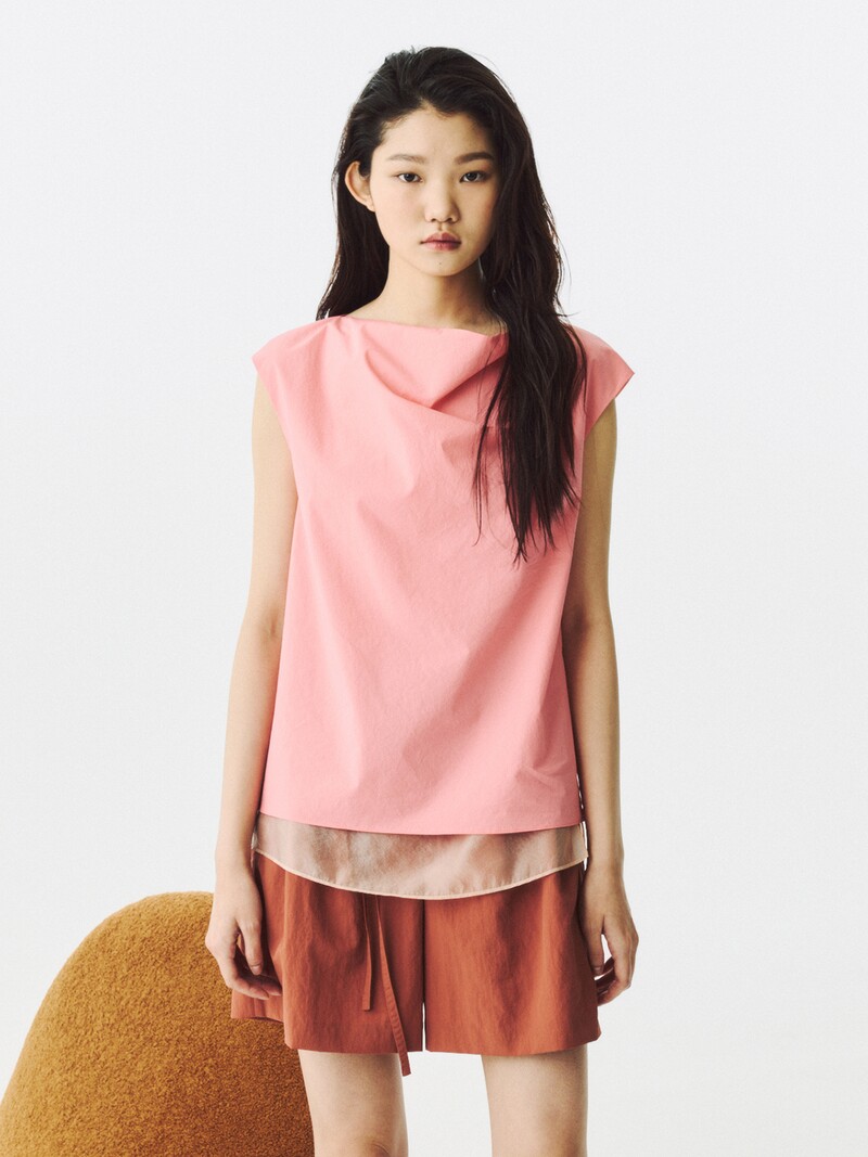 리플레인]PINK COTTON LAYERED SLEEVELESS TOP